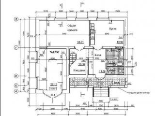 Пример планировочного решения двухэтажного жилого дома с гаражом
