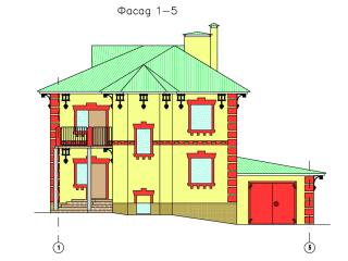 Проект дома 14 х 14 с гаражом (большая спальня, гостинная, есть мастерская, балкон)